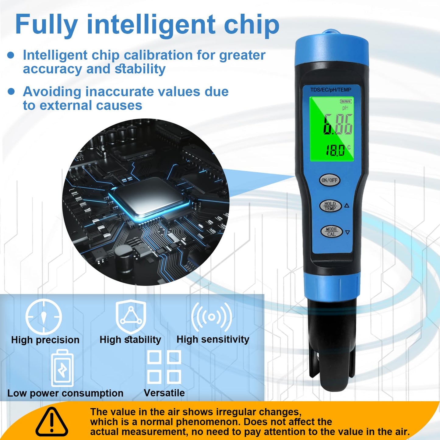 Ueomul Medidor pH Digital 4 EN 1 con TDS EC Temperatura, pH Meter Piscina Alta Precisión 0.01 Resolución, Impermeable IP67 pH Tester Agua con Compensación Automática de Temperatura