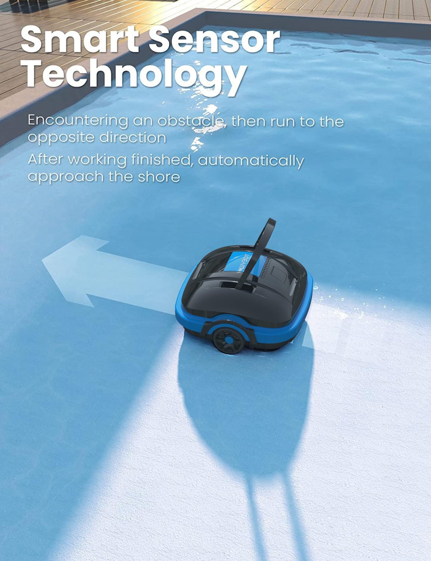 WYBOT Robot Limpiafondos Piscina Electrico sin Cable para Aspirador Piscinas de hasta 50m², Robot Limpiafondos Piscina con Motores de Doble Tracción y Estacionamiento Automático Negro