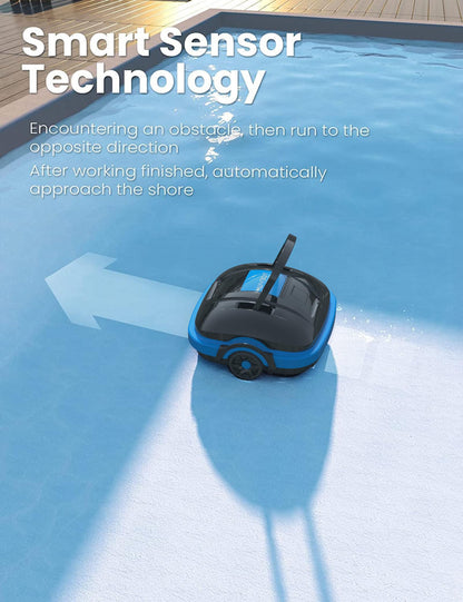 WYBOT Robot Limpiafondos Piscina Electrico sin Cable para Aspirador Piscinas de hasta 50m², Robot Limpiafondos Piscina con Motores de Doble Tracción y Estacionamiento Automático Negro