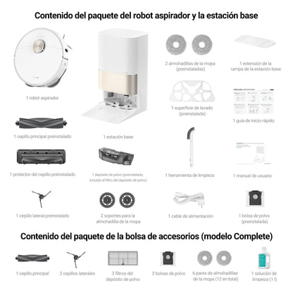 DREAME X40 Ultra Complete Robot Aspirador y Fregasuelos, 12000Pa Succión, Robot Aspirador con Mopa Extraíble y Elevable, 70℃ Mopa Autolimpiable, Cepillo Lateral y Extensible, Detección Suciedad