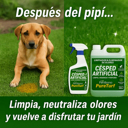 Fertibono Higienizador Cesped Artificial, (5L), Protege a tus Niños: Deshazte de los Olores, Virus y Bacterias de Orina de Mascotas para un Césped Seguro y Limpio.