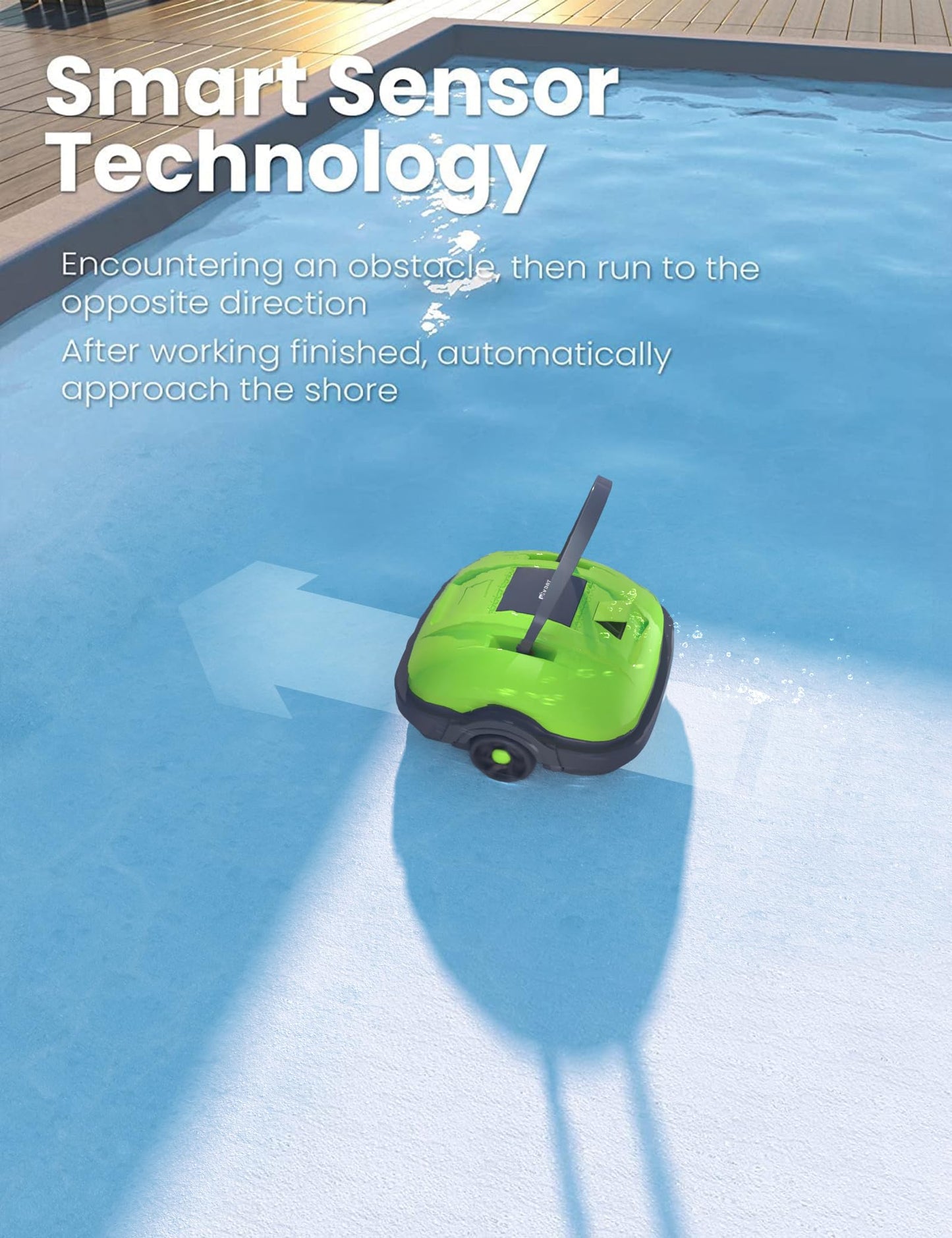 WYBOT Robot Limpiafondos Piscina Electrico sin Cable para Aspirador Piscinas de hasta 50m², Estacionamiento Automático, Robot Limpiafondos Piscina con Motores de Doble Tracción Verde