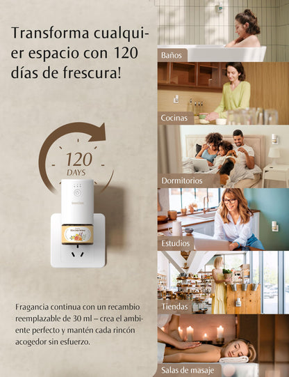 SenseFlow Difusor Aceites Esenciales Difusor de Aromas Smart Wi-Fi SF101S -Ultrasónico Sin Agua, 100 % Vegetal, Aromaterapia120 Días, para Hogar, Hotel y Estudio hasta 100 ㎡ - Sándalo Australiano