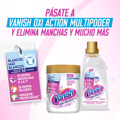 Vanish Oxi Action - Quitamanchas y Blanqueador para Ropa Blanca, en Polvo, Sin Lejía, 2.4 kg