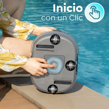 TALOSBO Pleco S1 Robot Piscina, Doble Motor Limpiafondos Piscina Sin Cable, 80 Min de Limpieza, Carga en 2.5h, Autoaparcable, para Piscinas de Fondo Plano
