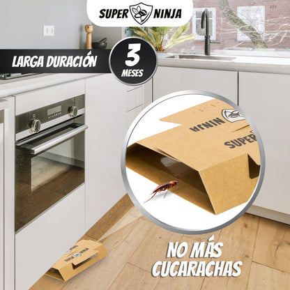 Super Ninja trampas para cucarachas - 12 trampas - trampas para cucarachas Altamente efectivas y ecológicas - fáciles de Usar - hasta 3 Meses por Trampa.