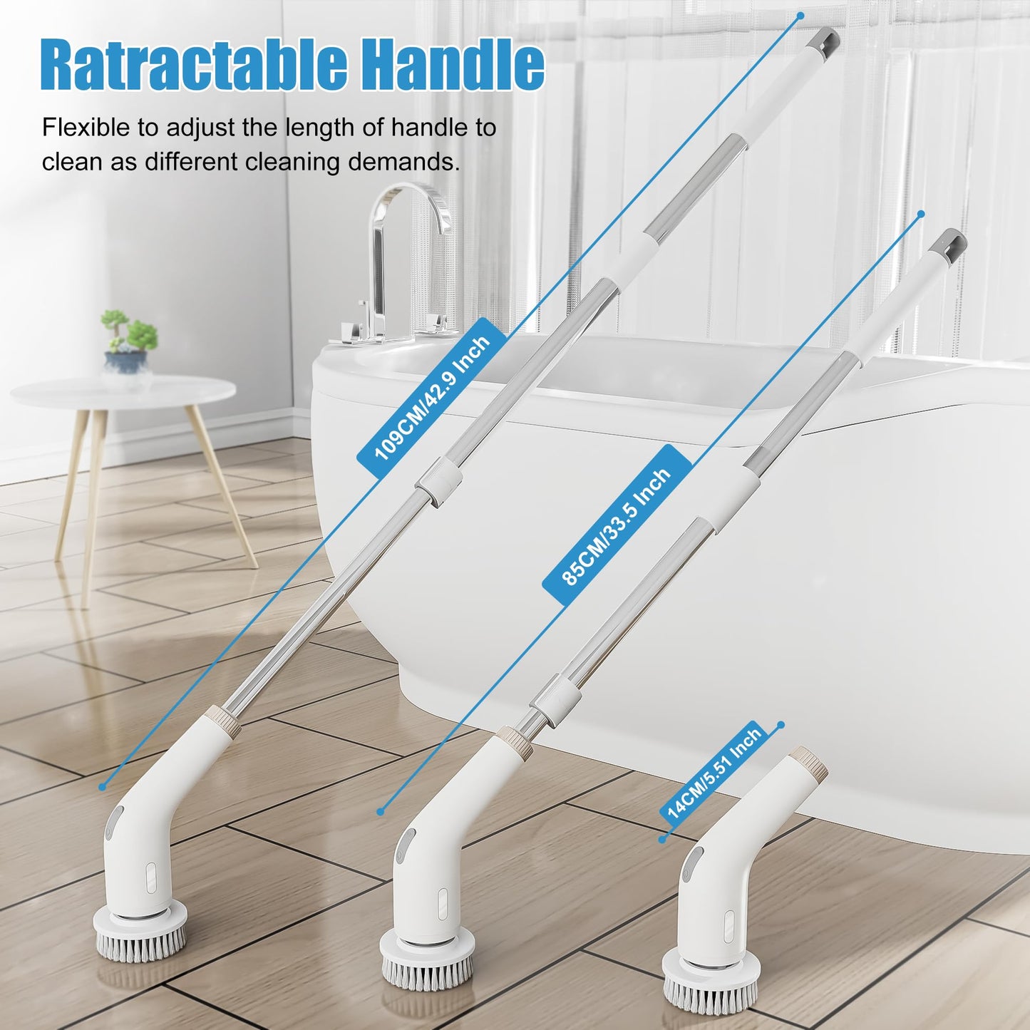 GeeSoul Cepillo de limpieza eléctrico giratorio 13 en 1, gran potencia con 2 velocidades ajustables, cepillo limpiador de ducha para baño, bañera, inodoro, cocina, regalos para abuela