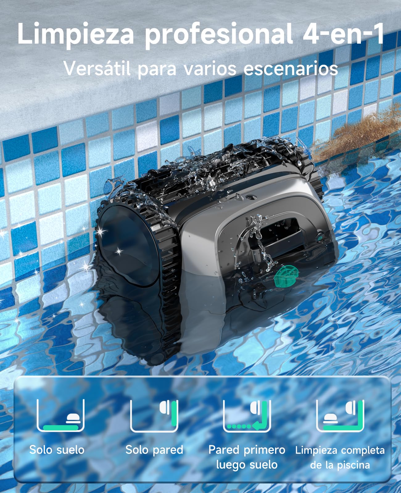 WYBOT C1 Robot Limpiafondos Piscina con Planificación Inteligente de Rutas, Limpieza Automática para Fondo/Paredes/Línea de Agua, Triple Motor Mejorado Que Funciona Durante 150 mins, hasta 150㎡