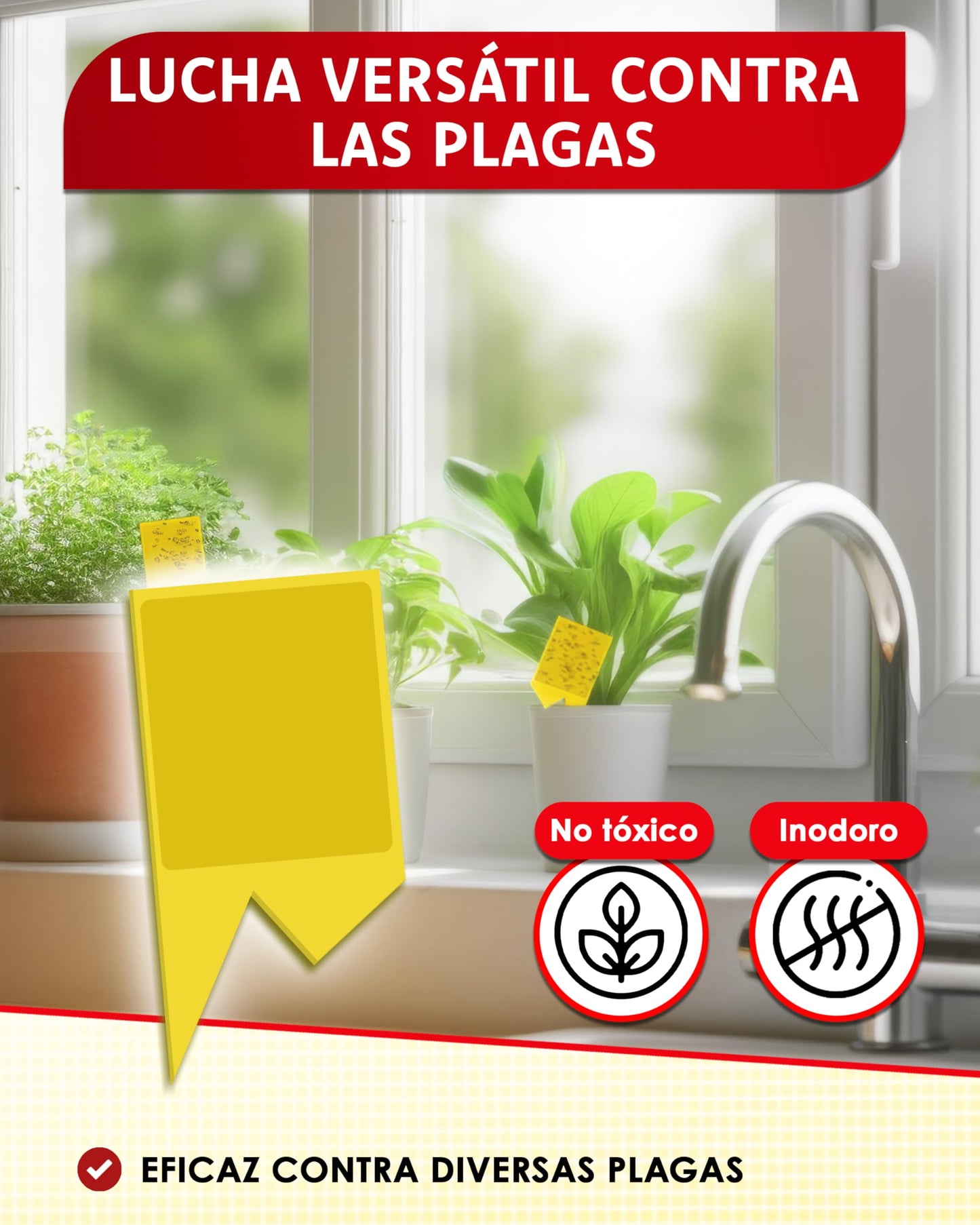 PIC Trampas Cromaticas Amarillas contra para Mosquito del Mantillo - 60x Pegatinas Trampas para Mosquitos, Eficaz Trampa Mosquitos No Tóxica, Ideal para Plantas De Interior contra Moscas pequeños