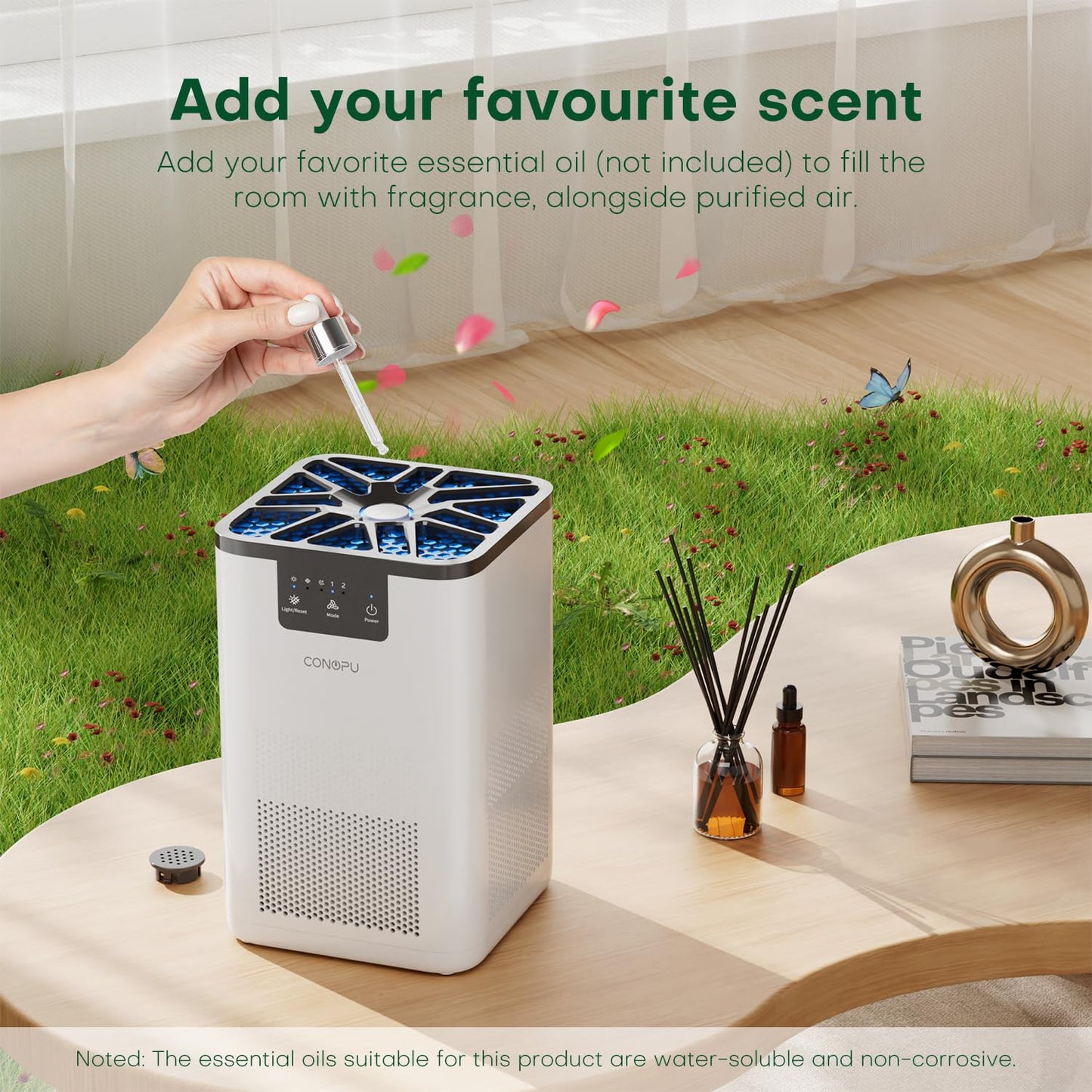CONOPU Purificador De Aire, FiltracióN En 3 Etapas, Air Purifier Con FuncióN De Aromaterapia, Purificador De Aire Para Alergias Pelo De Animal, Polvo, Luz Nocturna, PurificacióN De Aire Bajo Consumo