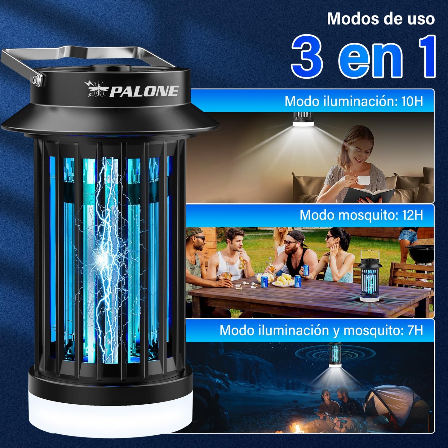 PALONE Lampara Antimosquitos IluminacióN Recargable Atrapa Moscas Atrapa Mosquitos USB LED Potente, Adecuado para Dormitorio, JardíN, Camping, Interior y Exterior.