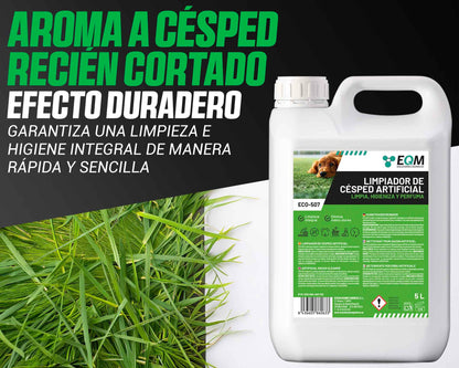 EQM - ECO-507 - Limpiador e Higienizante de Césped Artificial - 5L - Limpia, Higieniza y Perfuma - Formato ahorro, larga duración - No tóxico