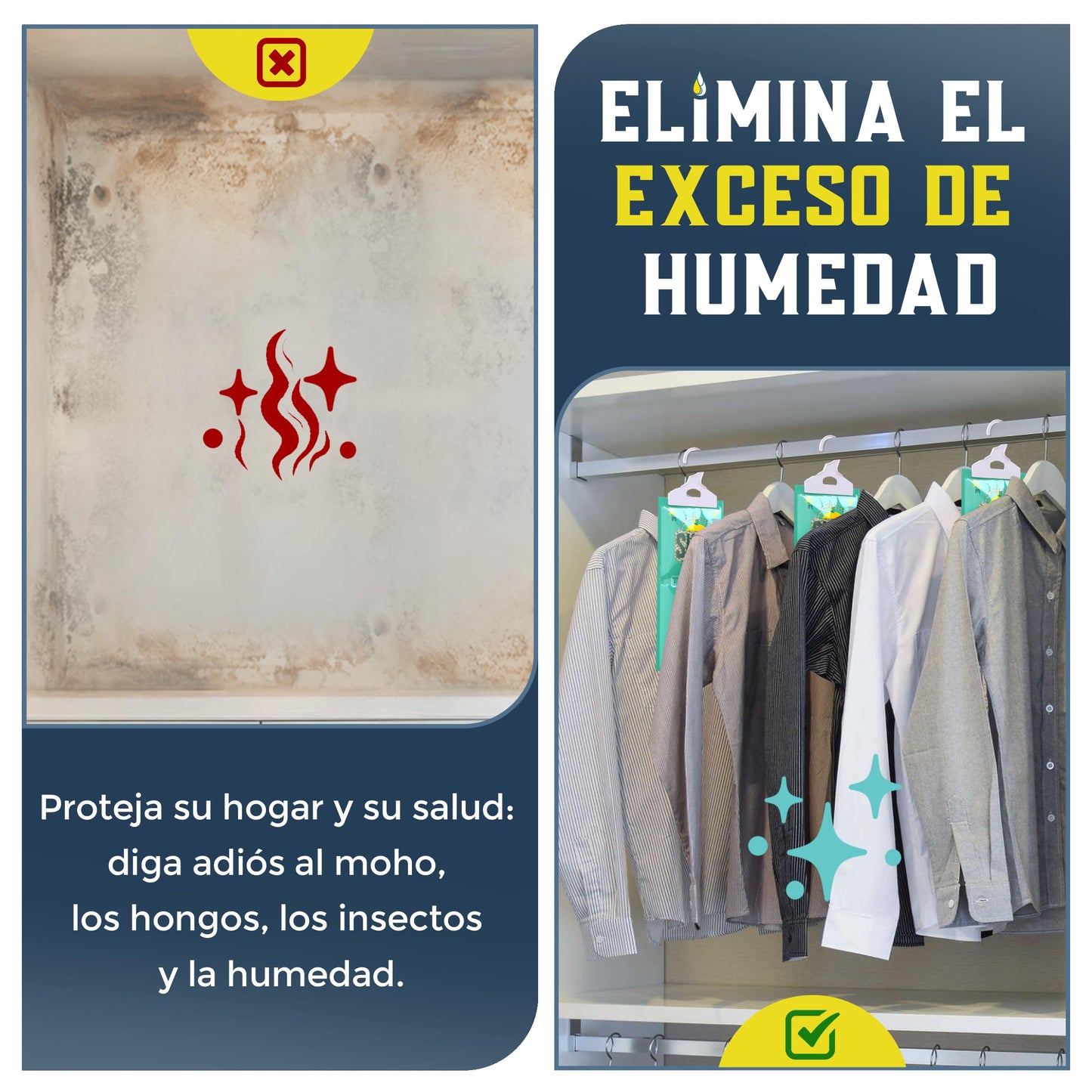 Pack x 5 Bolsas Antihumedad Deshumidificador Percha Colgante Para Armarios Garage Trasteros Autocaravanas #1 En Deshumidificadores Absorbentes De Humedad.Alta Absorción Elimina Humedad y Malos Olores