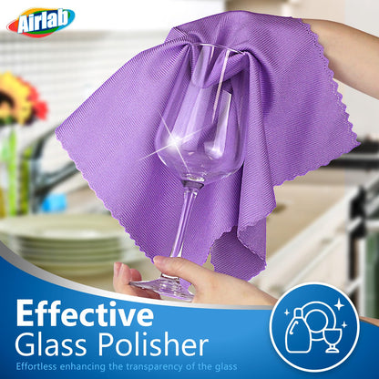 Airlab 8X Bayeta Cristales Sin Pelusa, Paños Magicos Limpiacristales, Ballets de Microfibra, Paños de Limpieza para Coches Ventanas, Trapos Abrillantador para Espejos Hogar Bar Cocina Vajilla, 40x30cm
