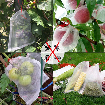 50 Piezas Bolsa Protectora para Uvas, Bolsas de Malla para Insectos Bolsa de Nailon Bolsa Protección para Frutas Bolsas con Cordón Protectoras de Frutas Control de Plagas y Pájaro (20x30cm)