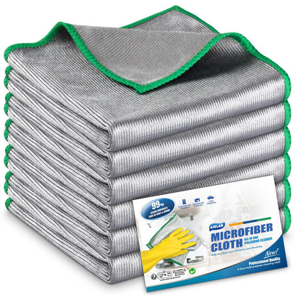 Airlab 6X Bayetas Microfibra para Cristales Sin Pelusa, Paño de Limpieza Magico, Balletas para Ventanas Gafas Espejos Vidrios y Cámaras, Trapos de Cocina Platos, 30x30 cm, Gris y Verde