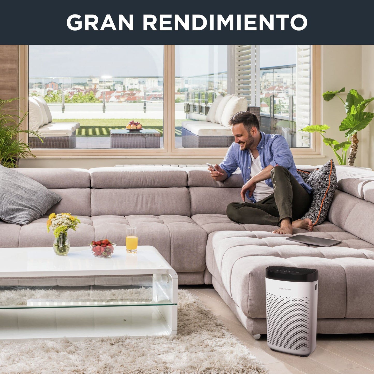 Rowenta Pure Air Essential PU2530 purificador de aire con prefiltro, filtro de carbón activo y filtro de partículas finas, 3 velocidades, modo Silencio, indicador de cambio de filtro y temporizador