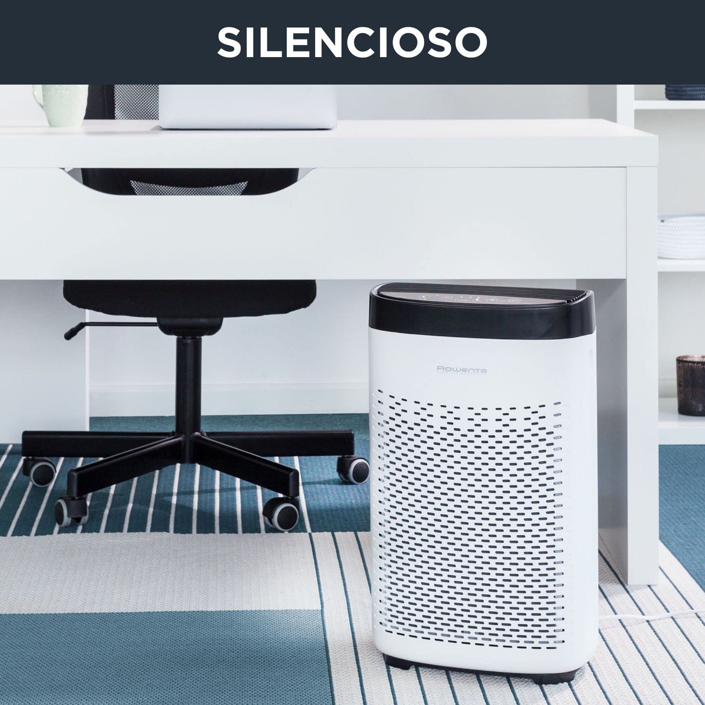 Rowenta Pure Air Essential PU2530 purificador de aire con prefiltro, filtro de carbón activo y filtro de partículas finas, 3 velocidades, modo Silencio, indicador de cambio de filtro y temporizador
