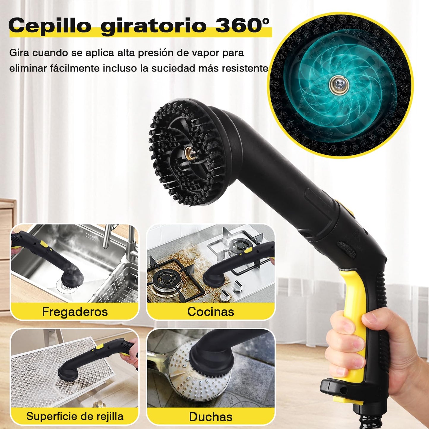 TVD Multiuso Limpiador Vapor,Vaporeta Limpieza Hogar Potente-con 26 Accesorios Multifunción,para la Eliminación de Manchas,Alfombras,Sofá,Cortinas,Asientos Coche,Tapicerias-1.5L Vaporeta de Mano