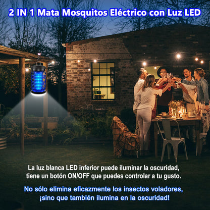 seenlast Lámpara Antimosquitos Electrico, Mata Mosquitos Electrico 4200V 15W UV Lampara Mosquitos, Atrapa Mosquitos con LED,IPX4 Impermeable,Area Efectiva 80-140m² para Interior y Exterior