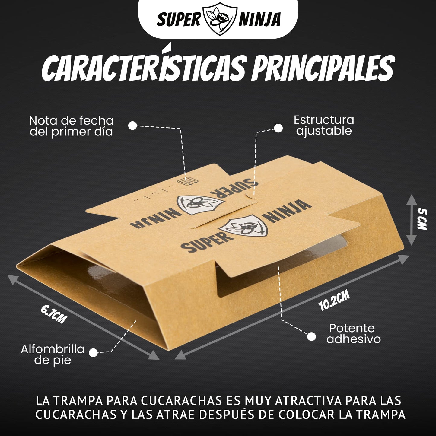 Super Ninja trampas para cucarachas - 12 trampas - trampas para cucarachas Altamente efectivas y ecológicas - fáciles de Usar - hasta 3 Meses por Trampa.