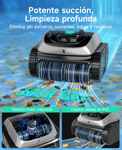 WYBOT C1 Robot Limpiafondos Piscina con Planificación Inteligente de Rutas, Limpieza Automática para Fondo/Paredes/Línea de Agua, Triple Motor Mejorado Que Funciona Durante 150 mins, hasta 150㎡