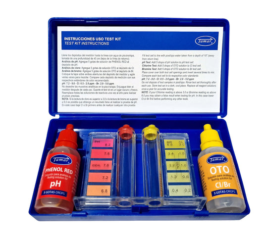 Tamar Test Kit Cloro y pH, Medidor del Cloro y PH del Agua de la Piscina, Gotas.
