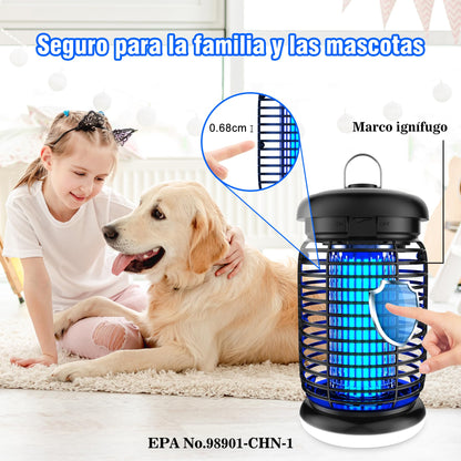 seenlast Lámpara Antimosquitos Electrico, Mata Mosquitos Electrico 4200V 15W UV Lampara Mosquitos, Atrapa Mosquitos con LED,IPX4 Impermeable,Area Efectiva 80-140m² para Interior y Exterior