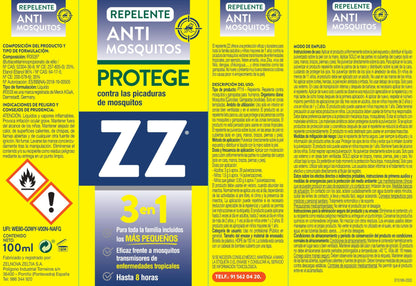 ZZ | Repelente Antimosquitos | Eficaz Contra Mosquitos Transmisores de Enfermedades Tropicales | Sin Olor | Apto a Partir de 1 Año | 8 Horas de Protección | Defensa Integral Contra Mosquitos | 100 ml