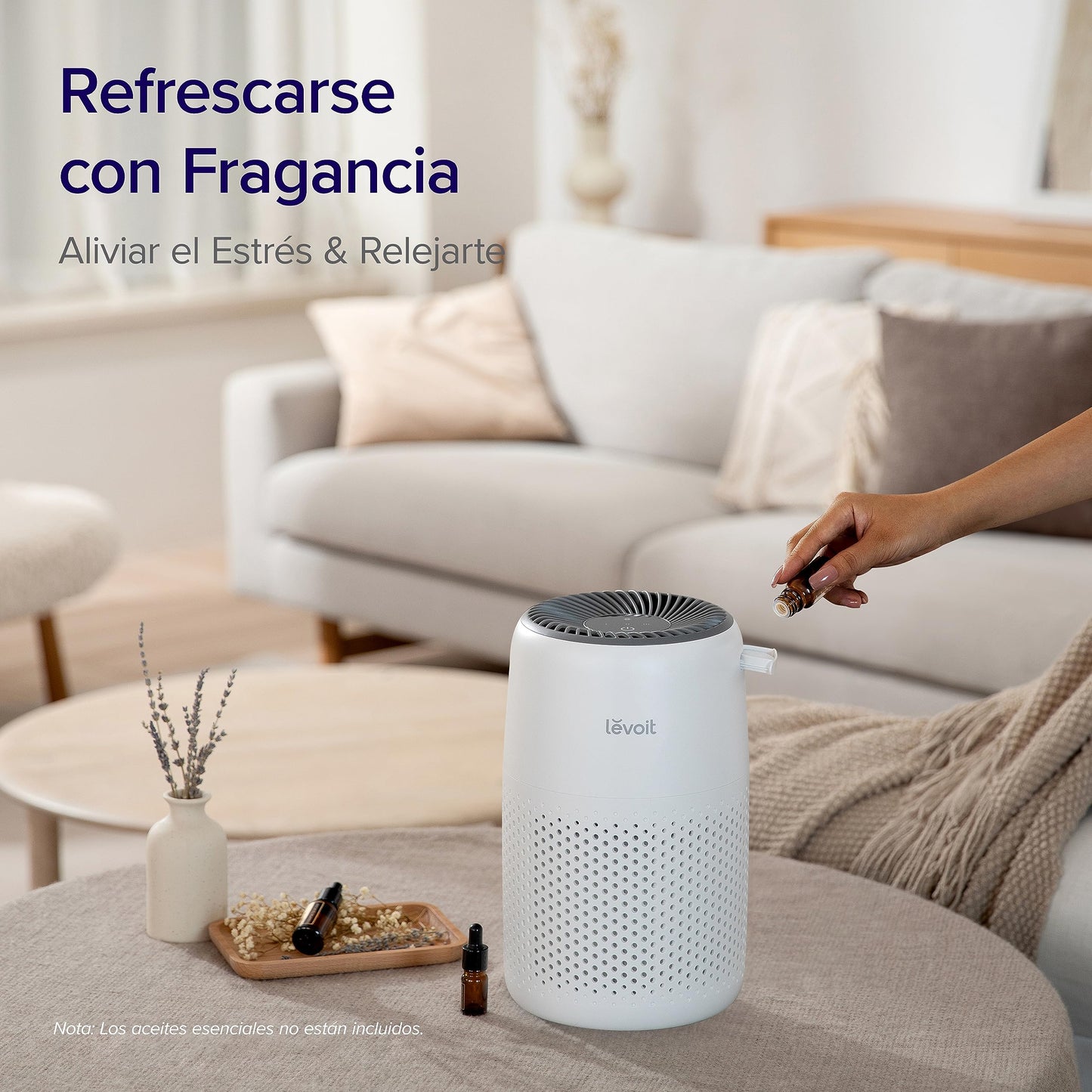 LEVOIT Purificador de Aire con Filtro HEPA para Alergias, Air Purifier con Aromaterapia, Purificador Aire Silencioso 25dB, Bajo Consumo de Energía de 7W, Core Mini