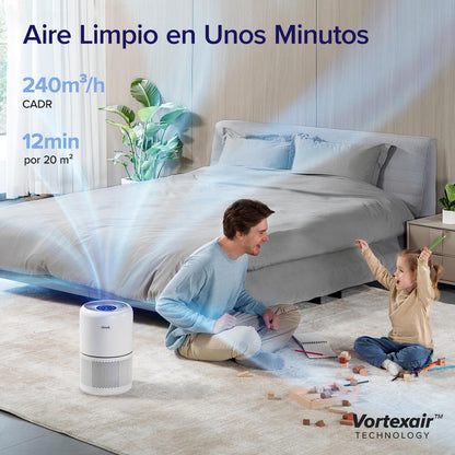 LEVOIT Purificador de Aire con Filtro HEPA, CADR 195m³/h a 41㎡, Compatible Alexa y APP, Modo Inteligente, 22dB Modo de Sueño Elimina 99.97% de Alergia Polen Ácaros Humo Pelo de Mascota Blanco